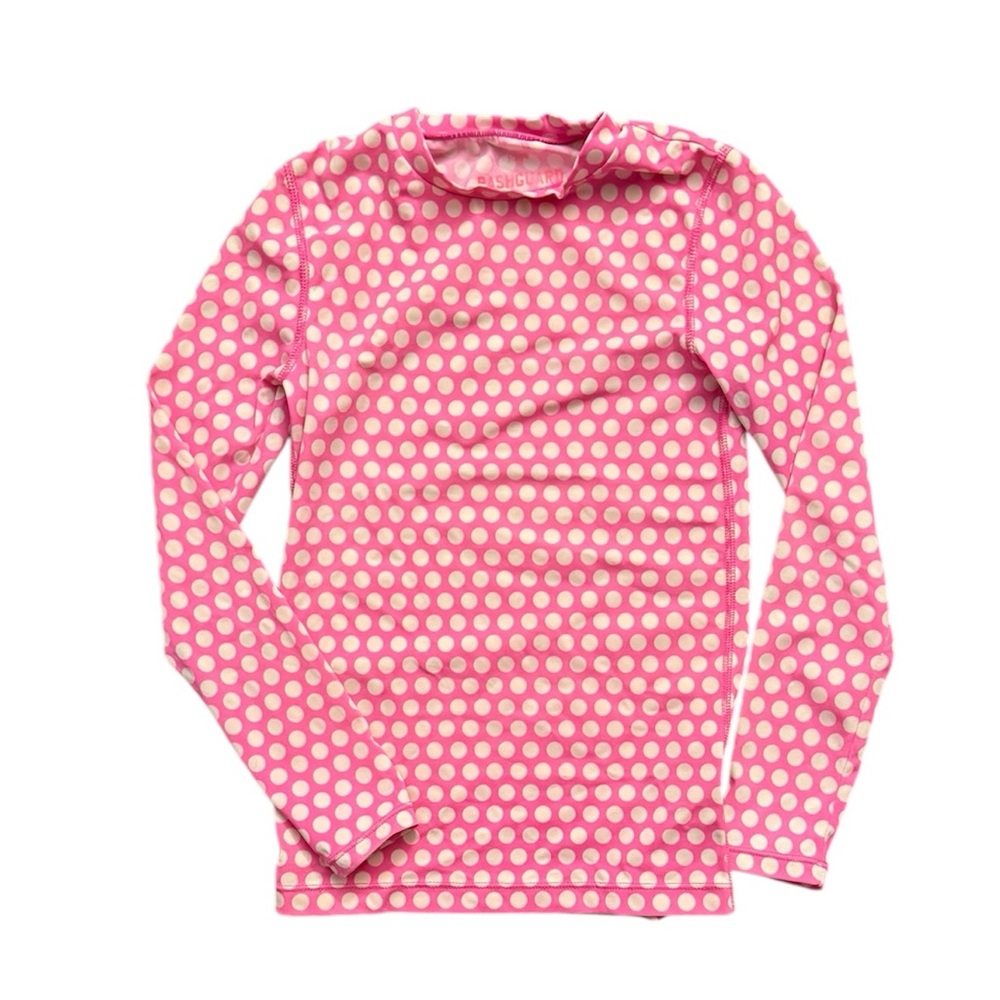 Crewcuts Pink and White Polkadot Long Sleeve Rashguard Swim Top